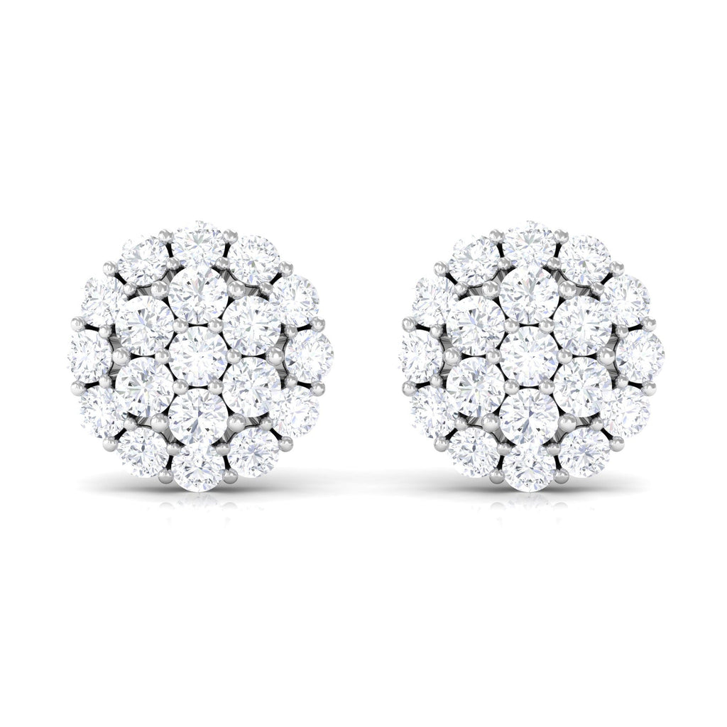 Certified Real Diamond Cluster Stud Earrings
