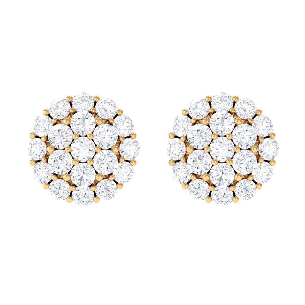 Certified Real Diamond Cluster Stud Earrings
