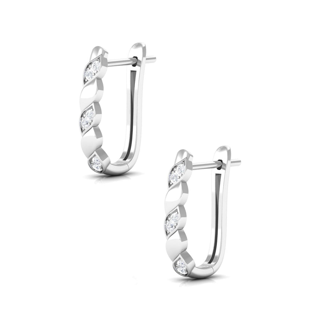 Minimal Diamond J Hoop Earrings with Latch Back