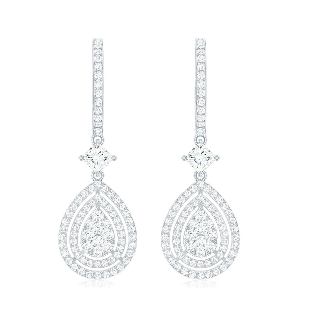 Certified Moissanite Teardrop Hoop Earrings for Women