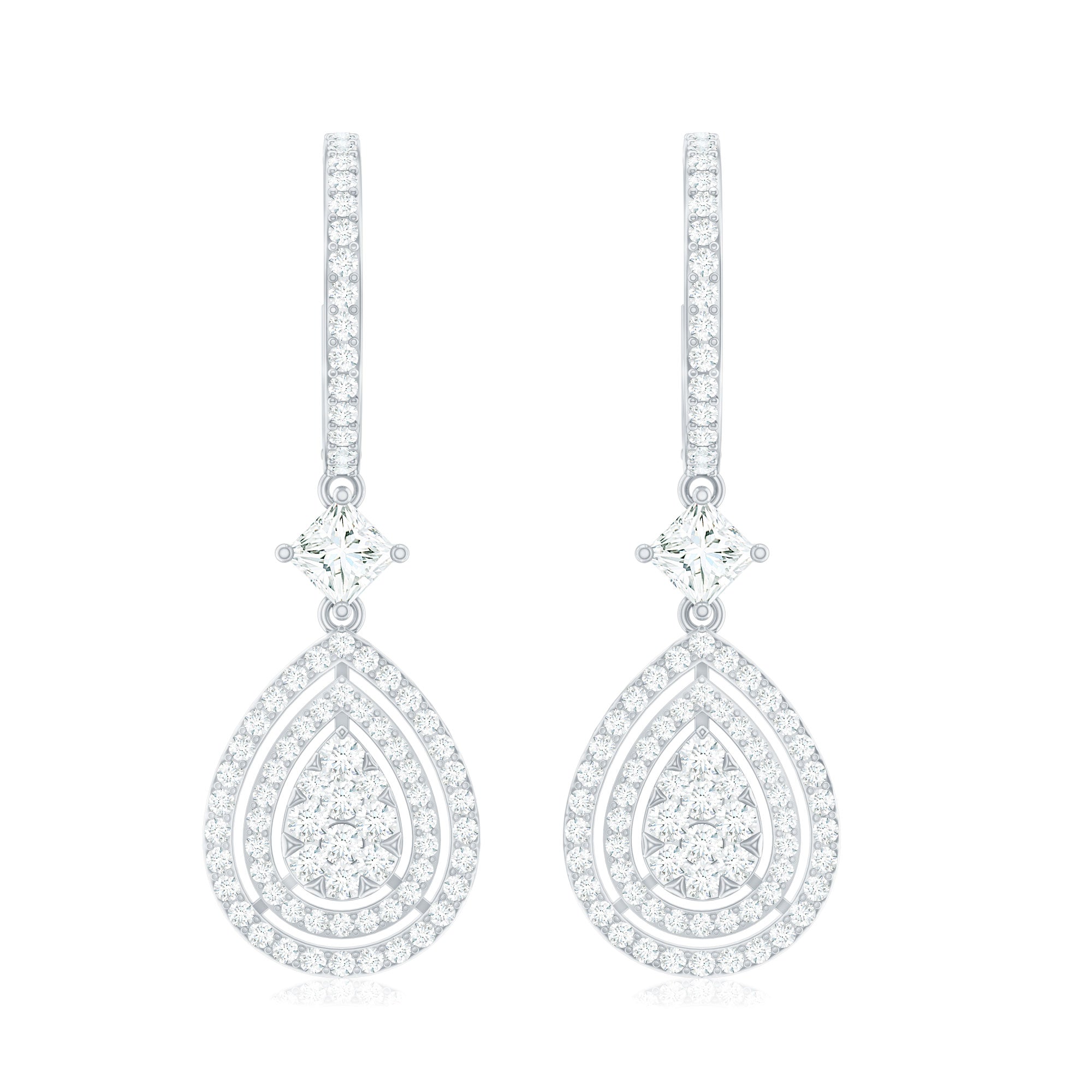 Certified Moissanite Teardrop Hoop Earrings for Women