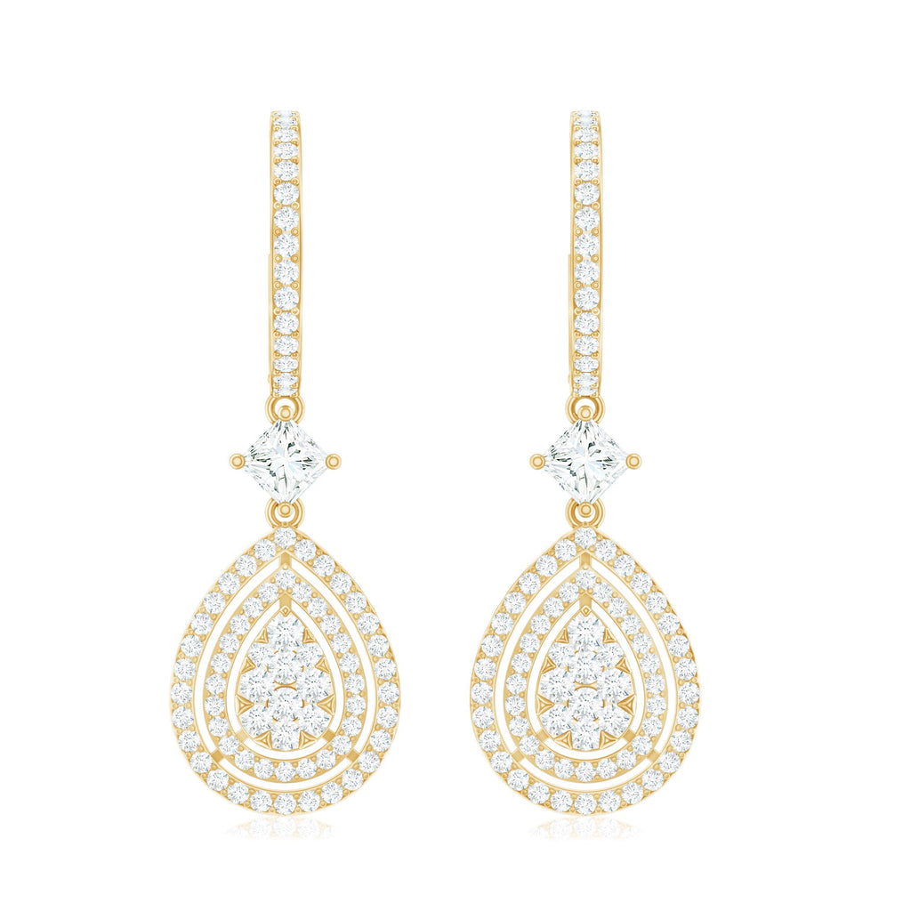 Certified Moissanite Teardrop Hoop Earrings for Women