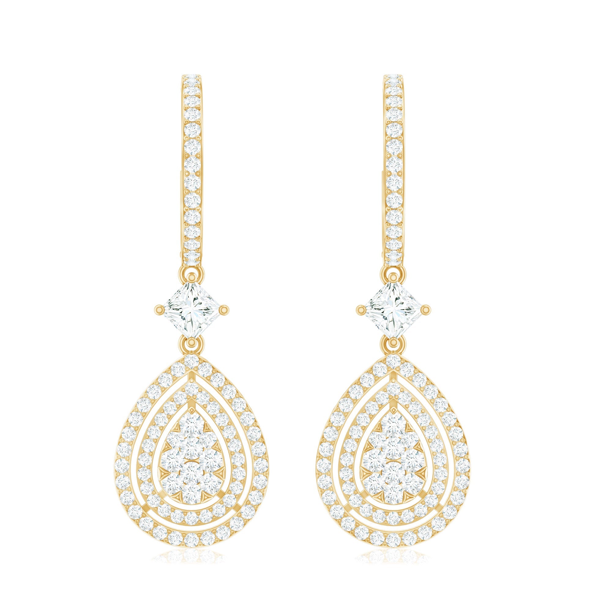 Certified Moissanite Teardrop Hoop Earrings for Women