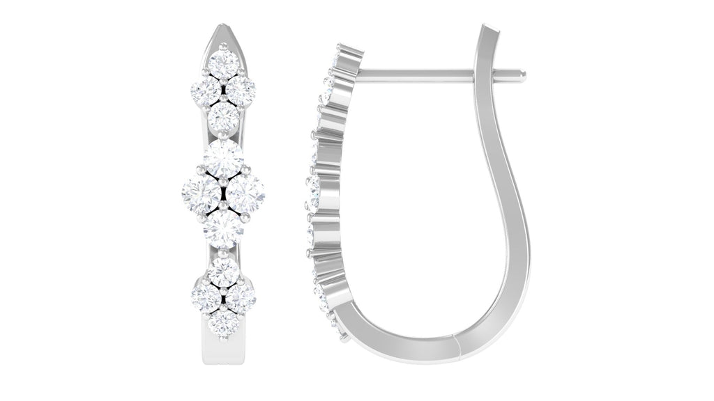 Certified Natural Diamond J Hoop Earrings