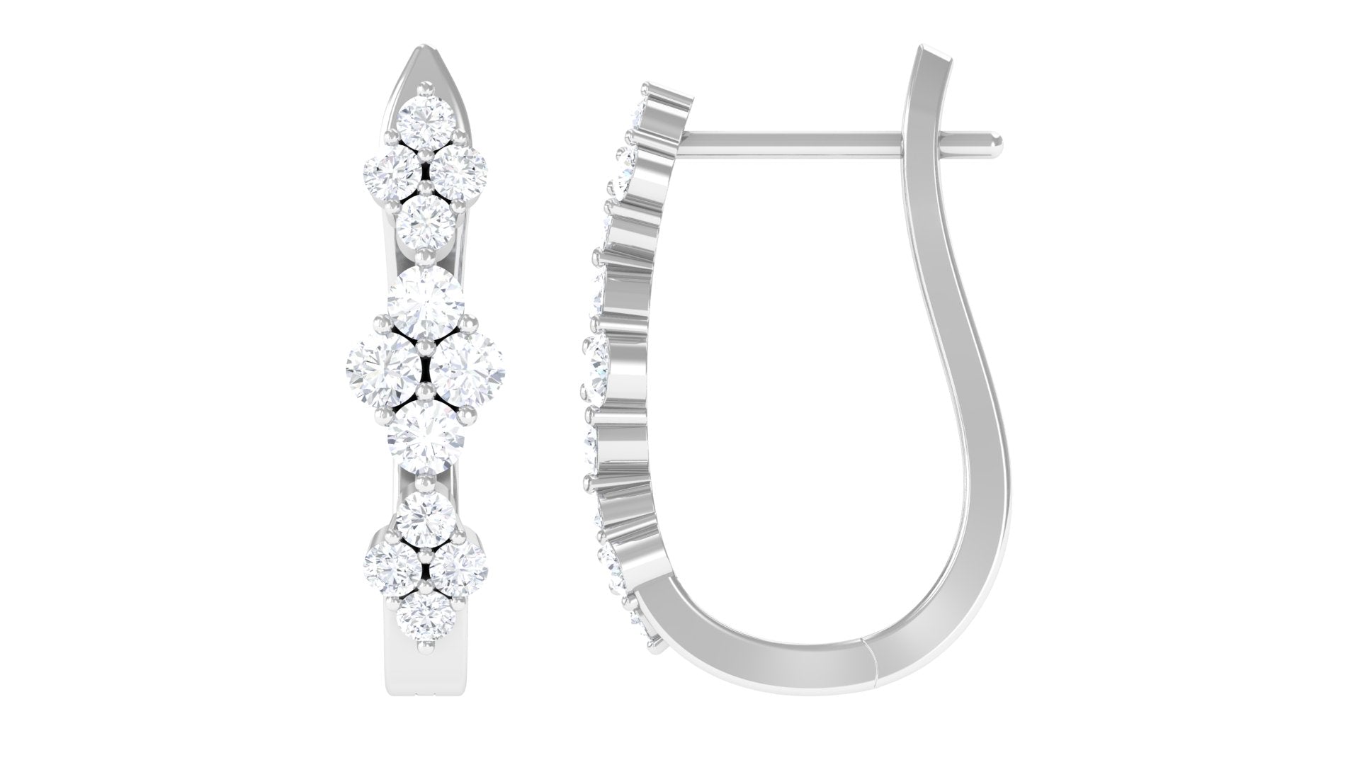 Certified Natural Diamond J Hoop Earrings