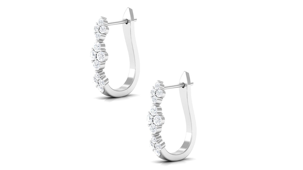 Certified Natural Diamond J Hoop Earrings