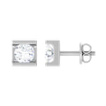 Bar Set Round Diamond Solitaire Stud Earrings