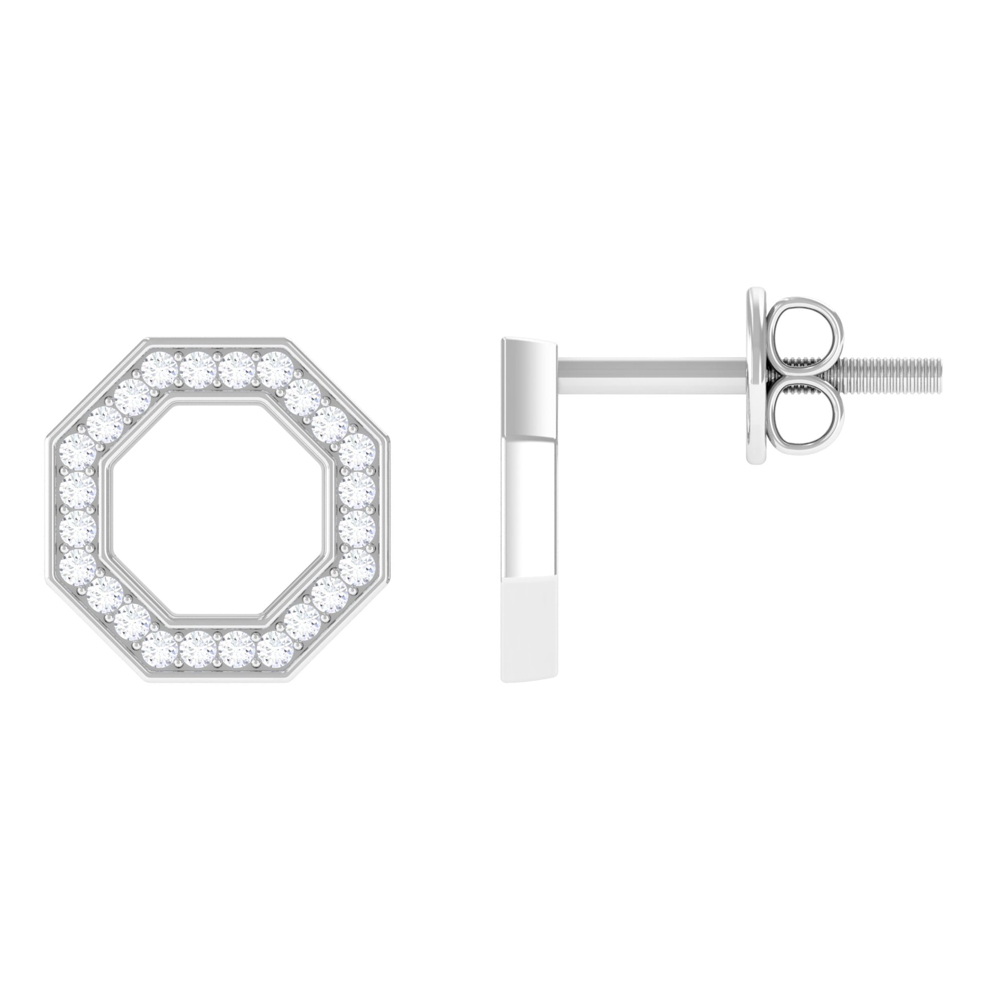 Certified Real Diamond Geometric Earrings with Screw Back