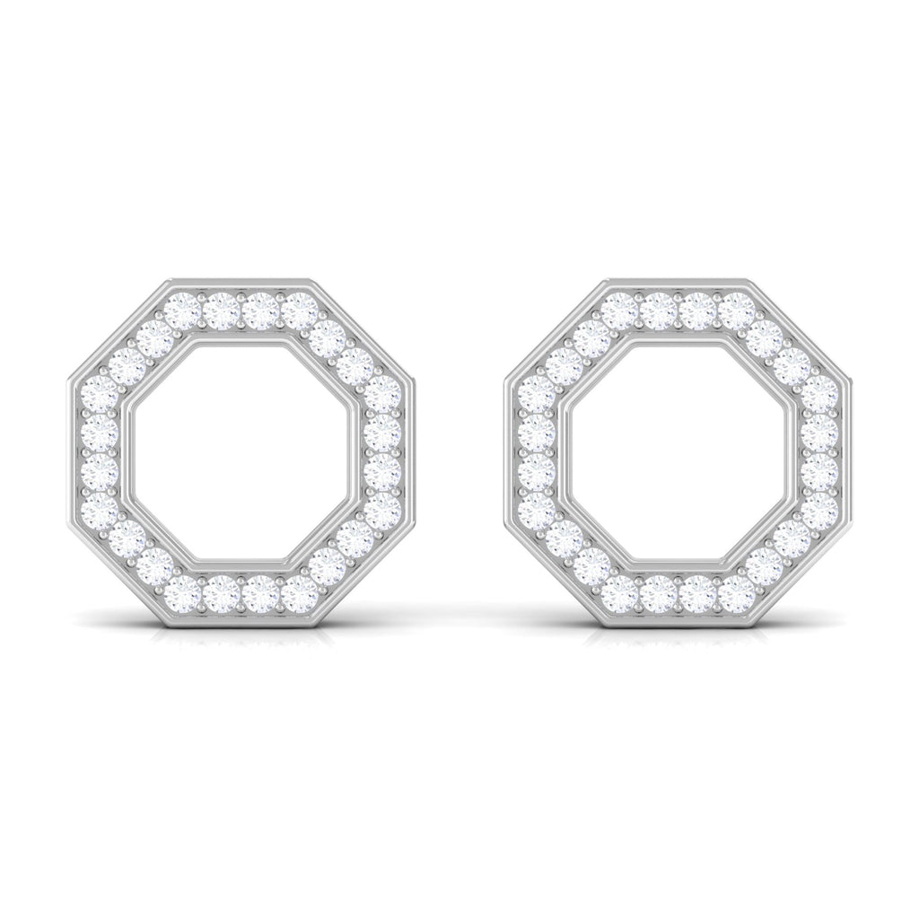 Certified Real Diamond Geometric Earrings with Screw Back