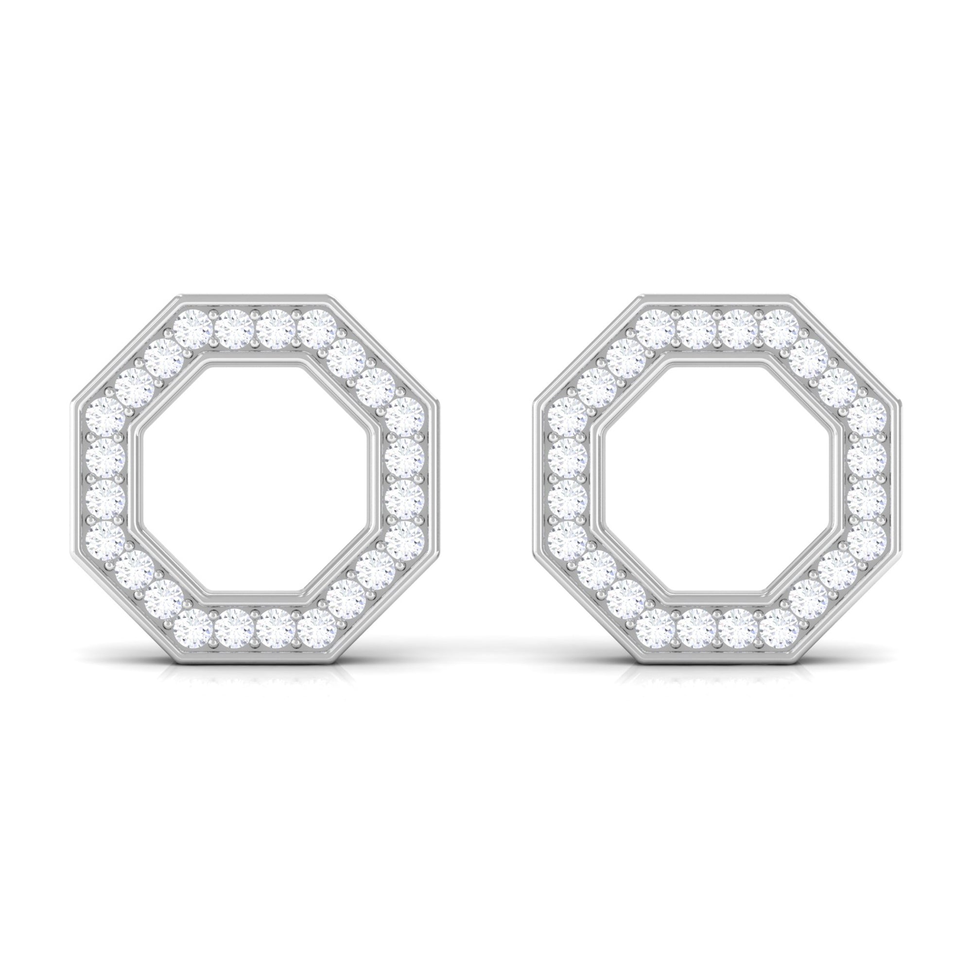 Certified Real Diamond Geometric Earrings with Screw Back