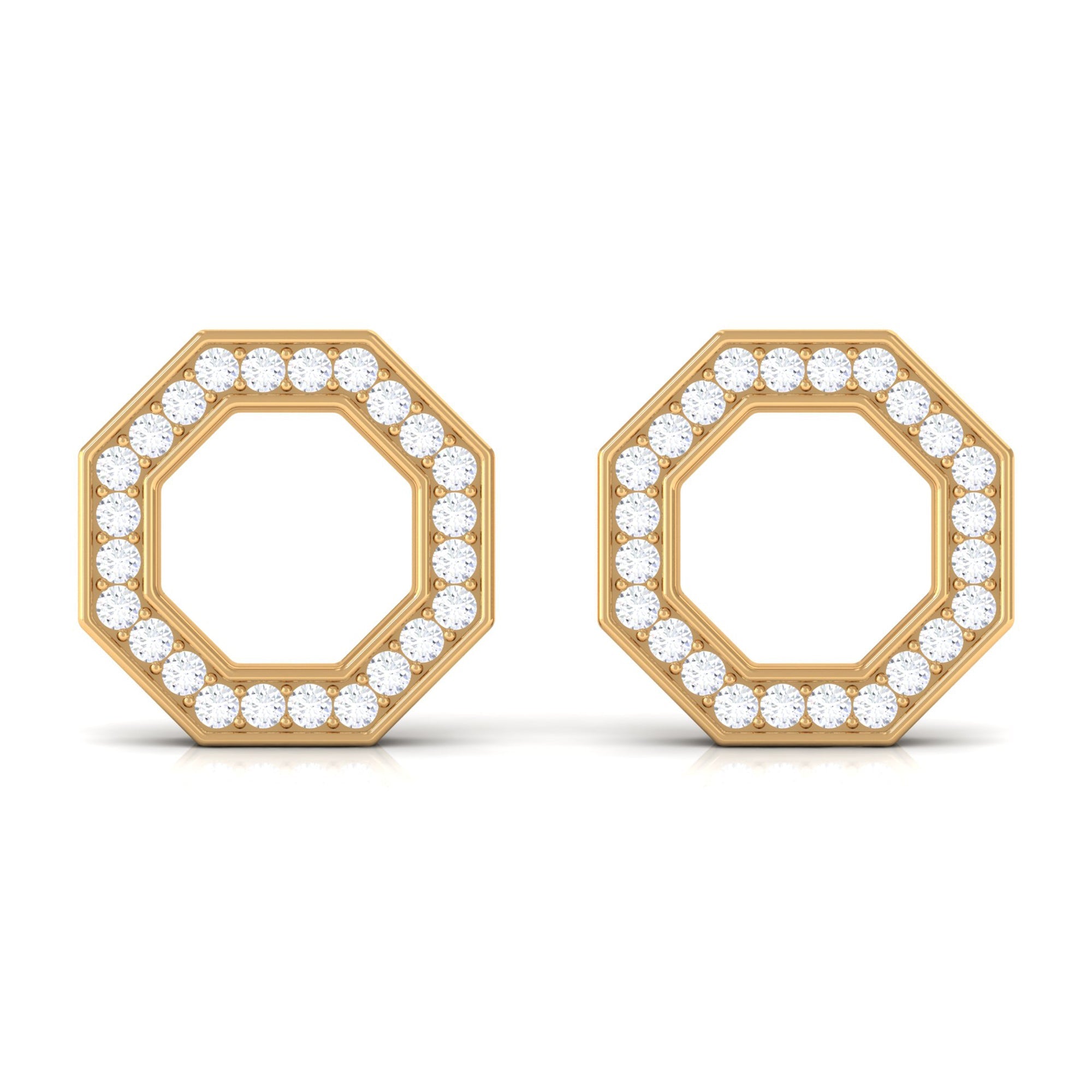 Certified Real Diamond Geometric Earrings with Screw Back