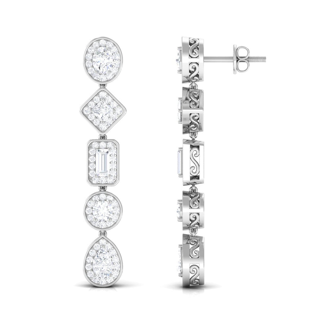 Certified Moissanite Dangle Earrings for Wedding