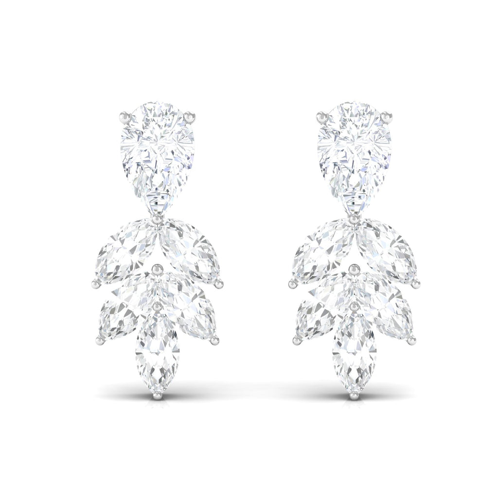 Real Pear and Marquise Shape Diamond Stud Earrings