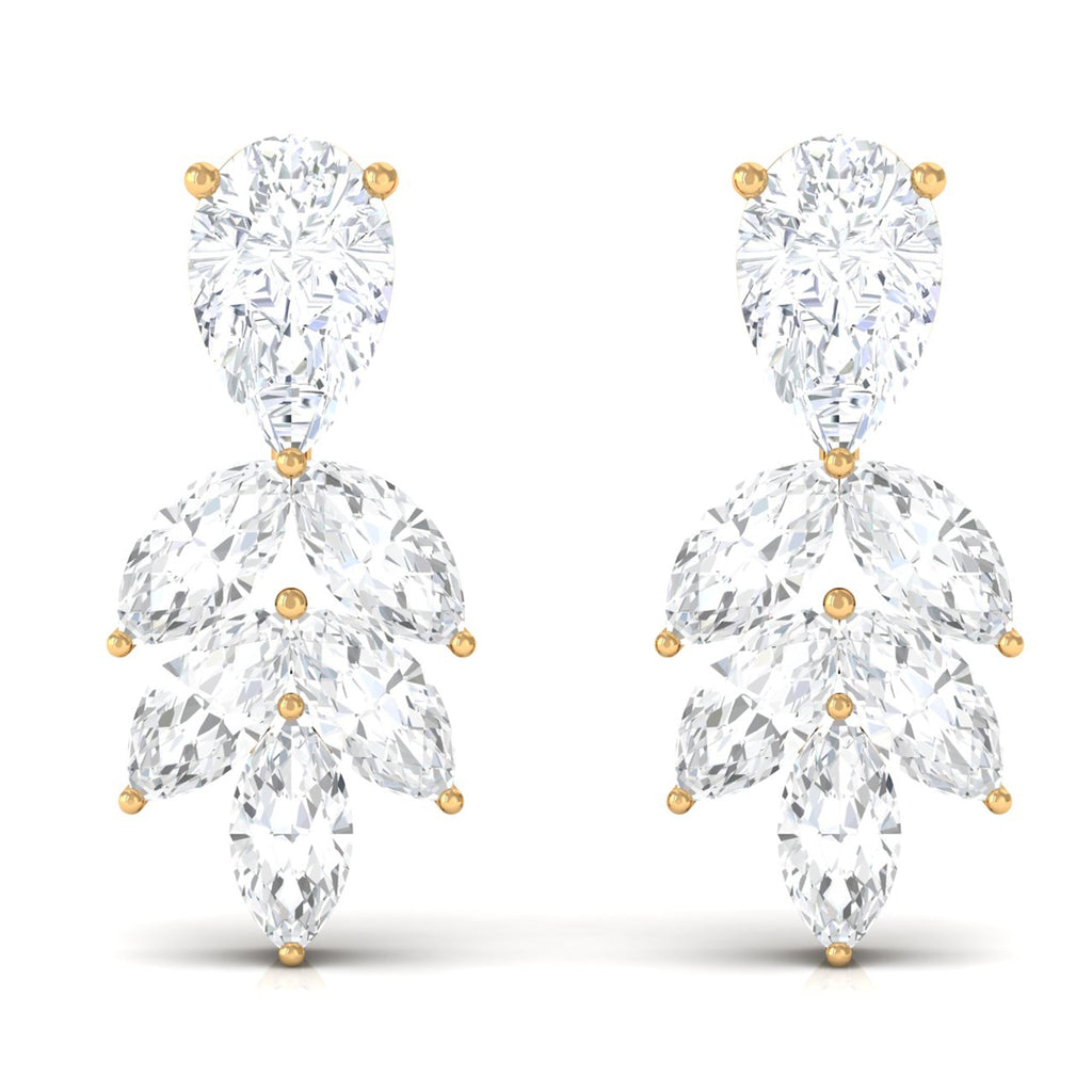 Real Pear and Marquise Shape Diamond Stud Earrings