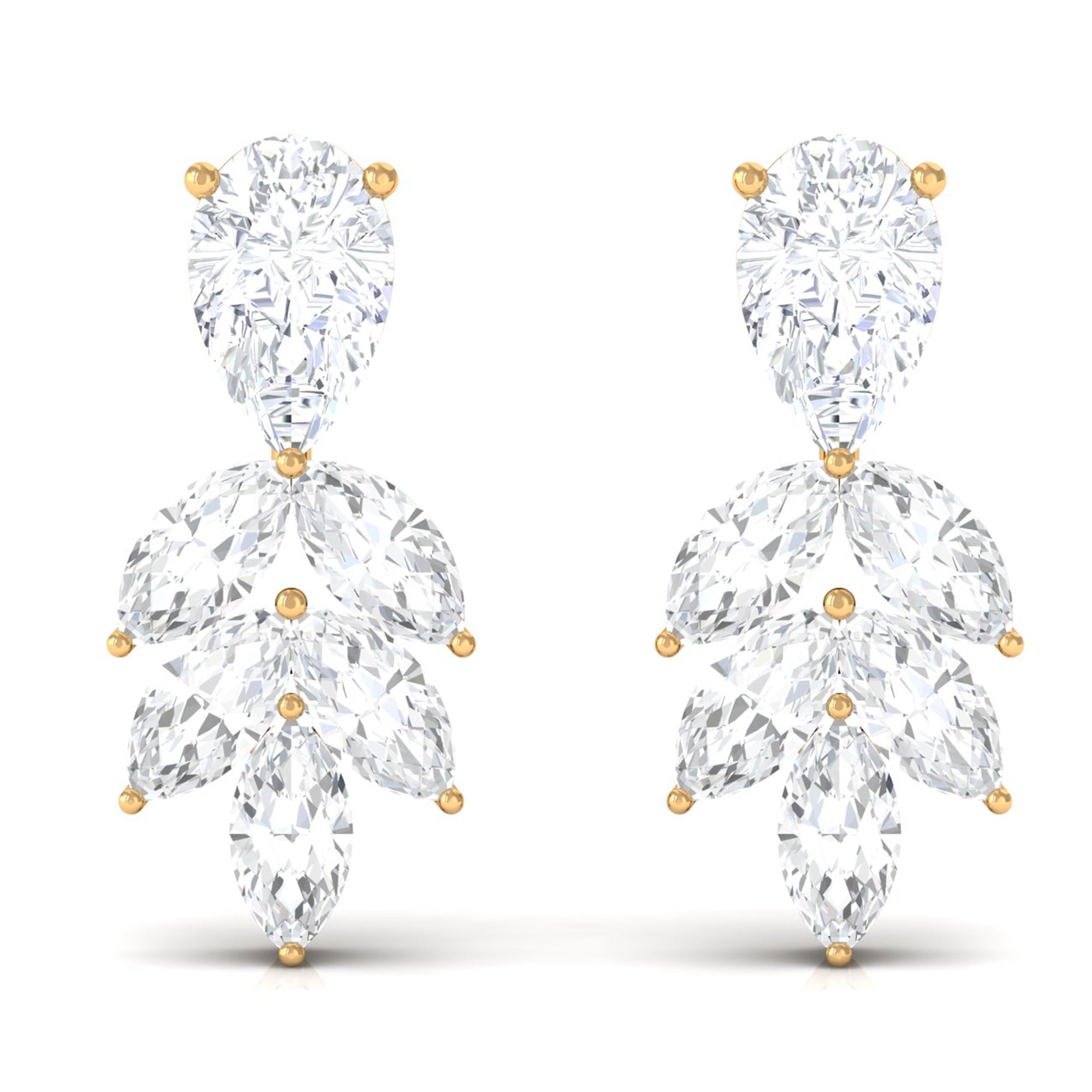 Real Pear and Marquise Shape Diamond Stud Earrings