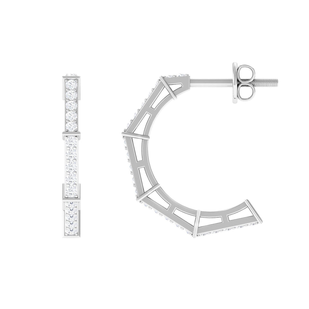 1/2 CT Pave Set Diamond Half Hoop Earrings
