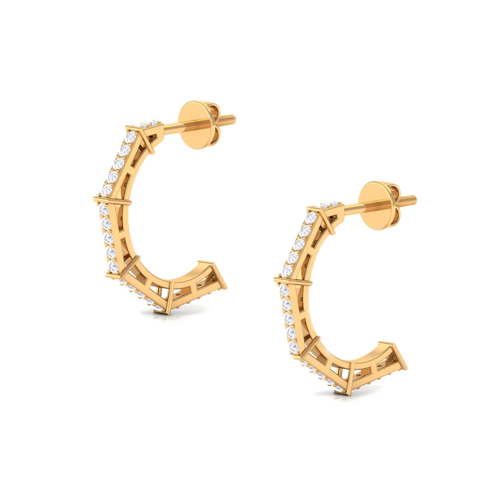 1/2 CT Pave Set Diamond Half Hoop Earrings