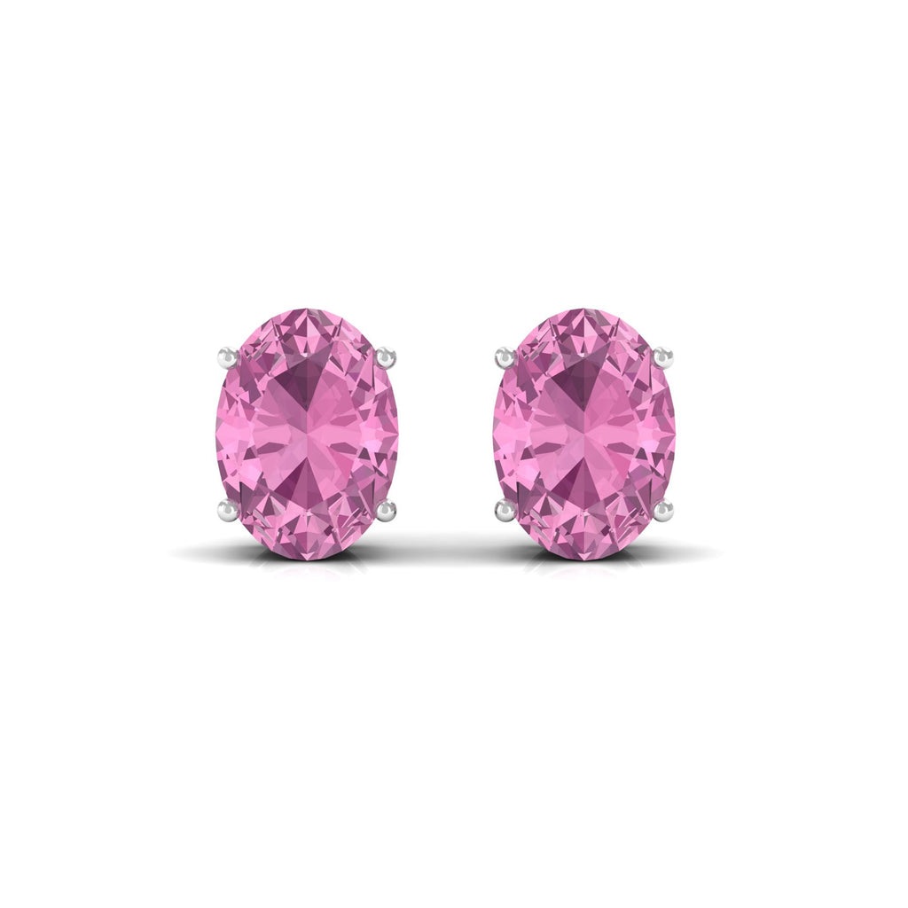 2 CT Oval Cut Pink Tourmaline Solitaire Stud Earrings