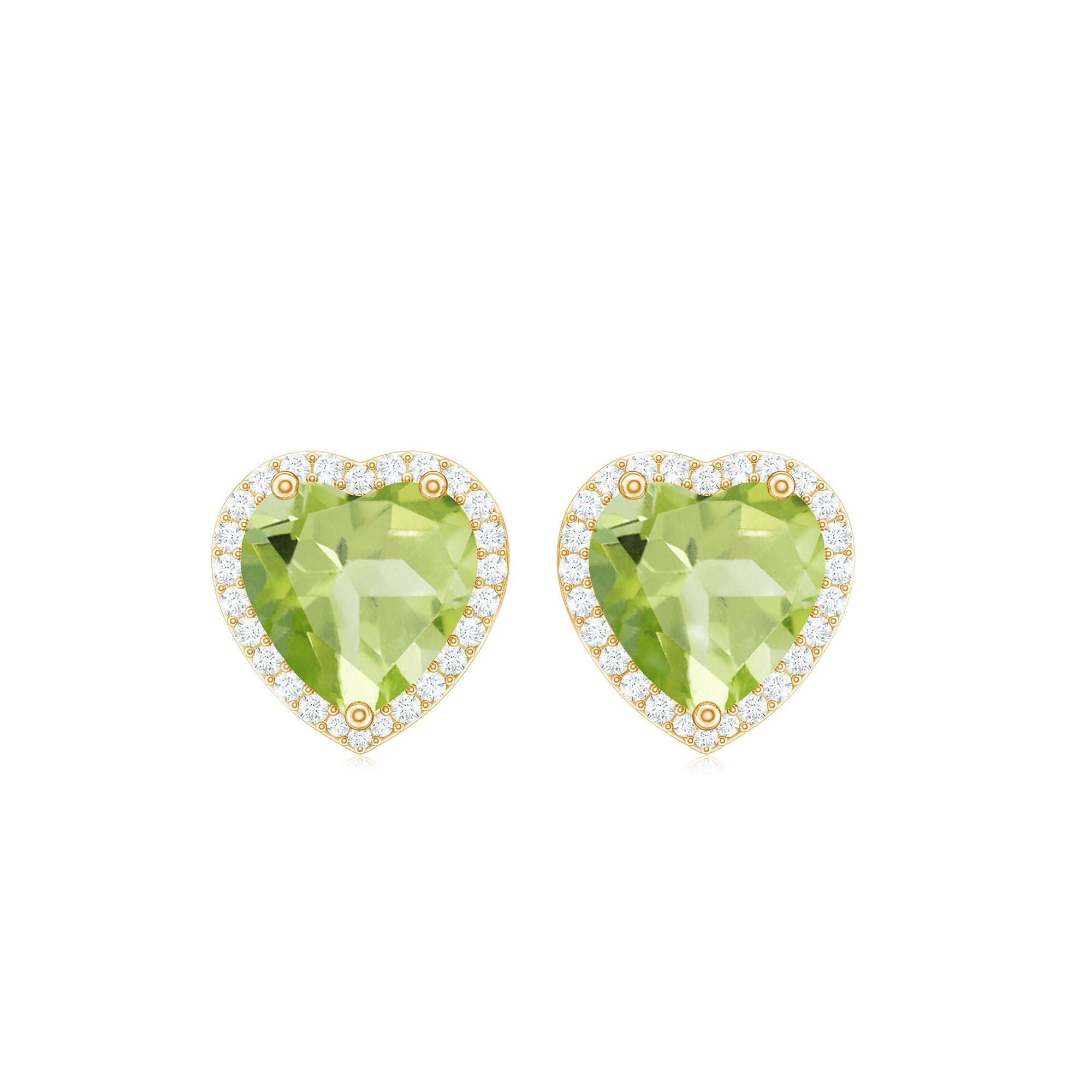 Certified Real 4 Carat Peridot Heart Earrings with Moissanite Halo