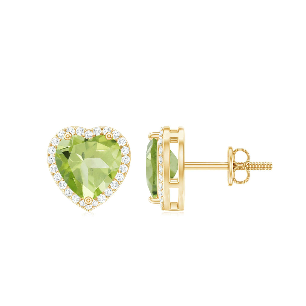 Certified Real 4 Carat Peridot Heart Earrings with Moissanite Halo