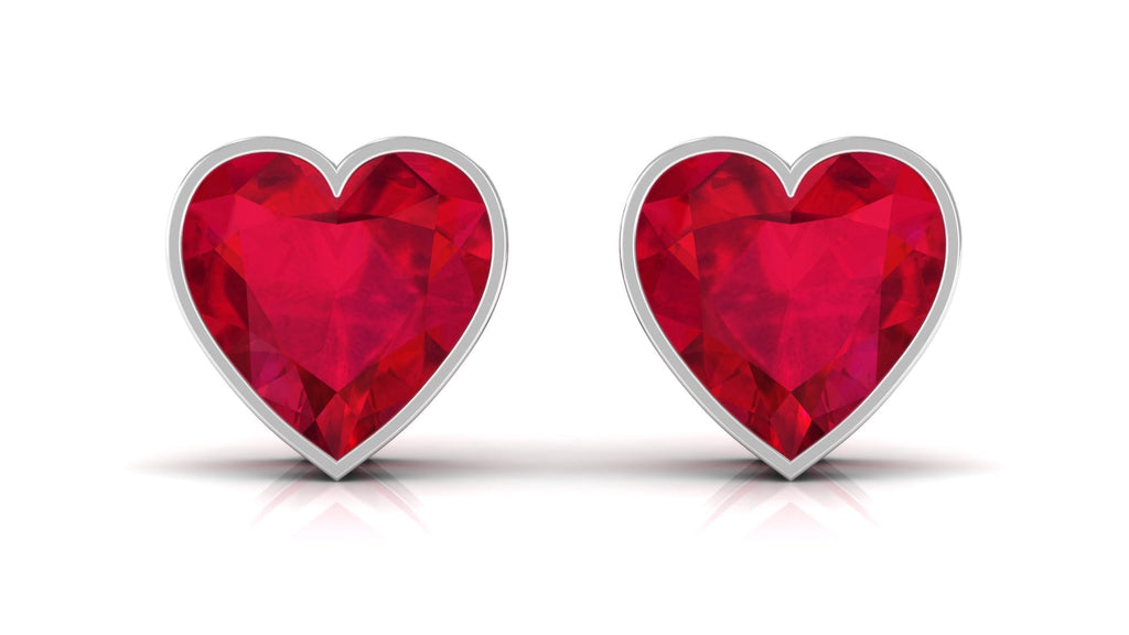 4 Carat Heart Shape Lab Grown Ruby Stud Earrings for Women