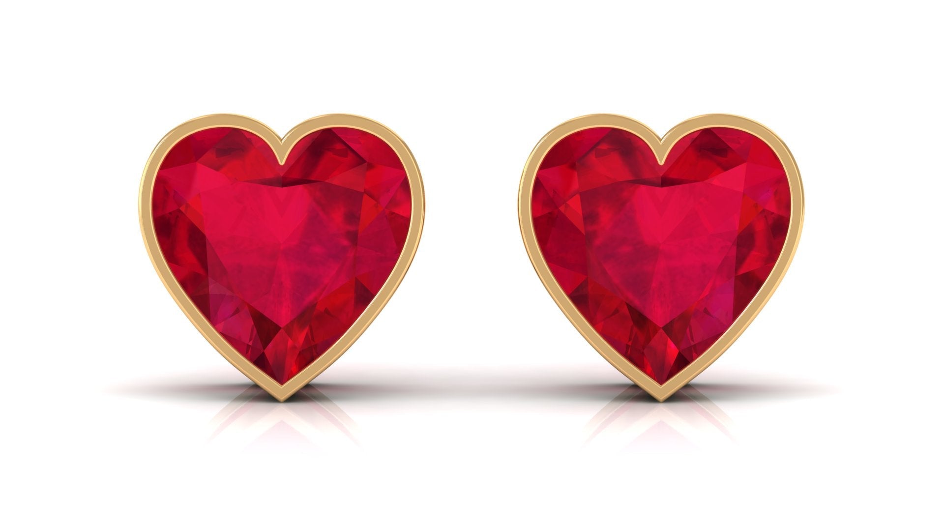 4 Carat Heart Shape Lab Grown Ruby Stud Earrings for Women