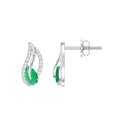Genuine Emerald Leaf Earrings with Diamond