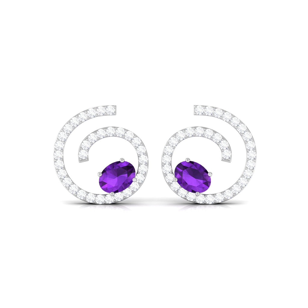 Certified Real Amethyst Swirl Earrings with Diamond
