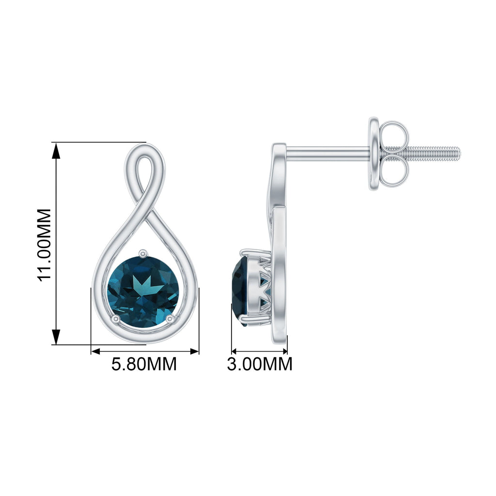 1/2 CT London Blue Topaz Solitaire Infinity Stud Earrings