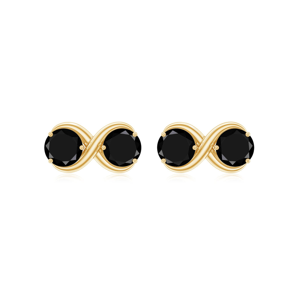 Natural Black Onyx Infinity Earrings with Screw Back