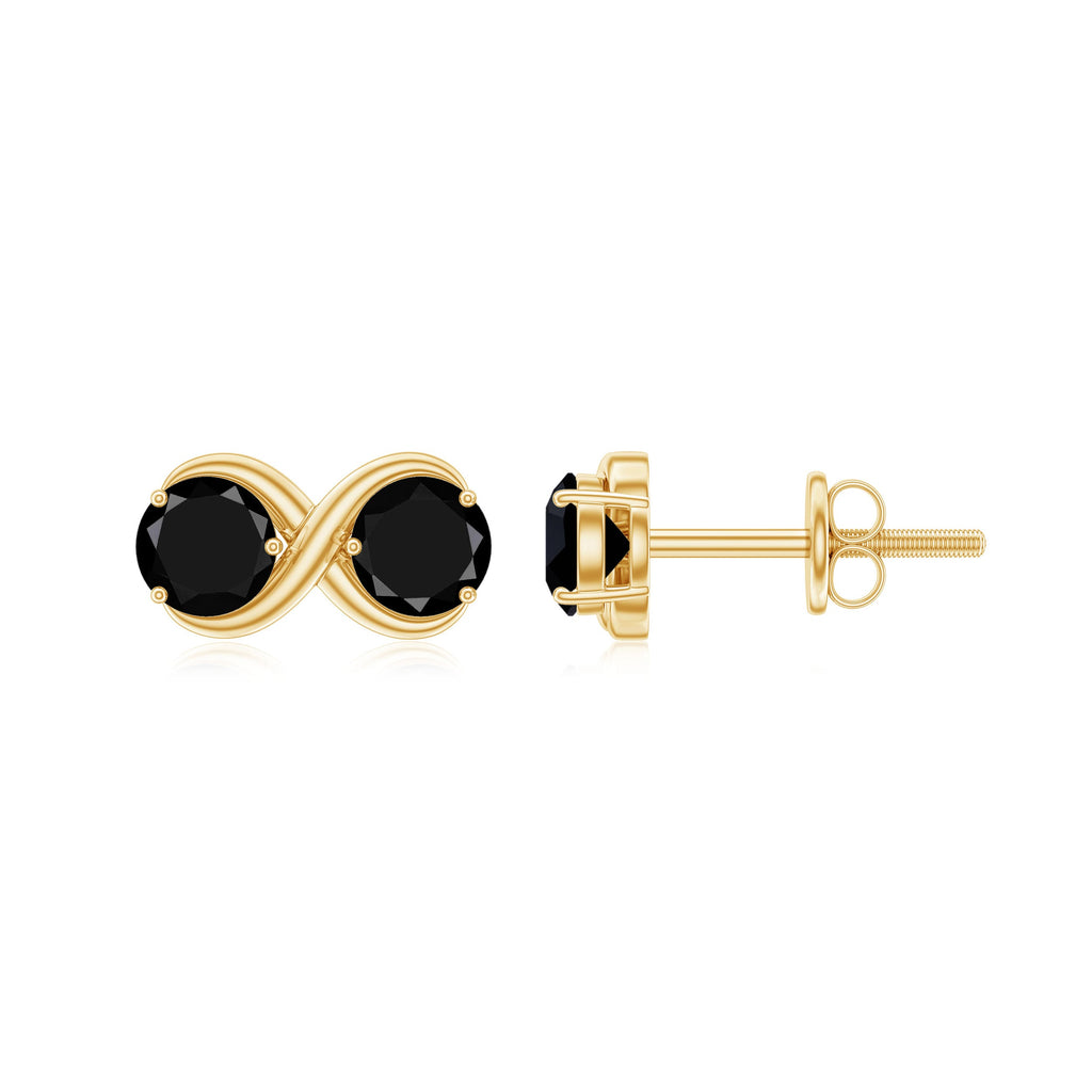 Natural Black Onyx Infinity Earrings with Screw Back
