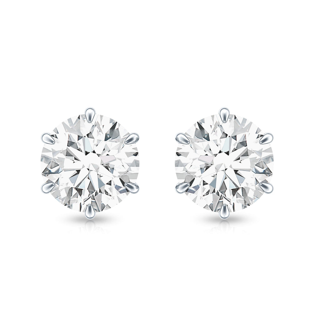 Claw Set Moissanite Solitaire Stud Earrings with Screw Backs
