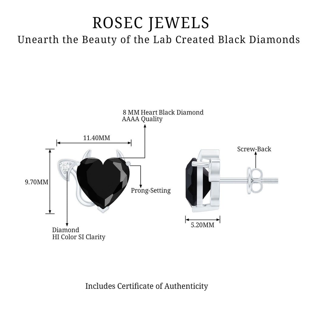 Certified Lab Grown Black Diamond Gothic Stud Earrings with Diamond