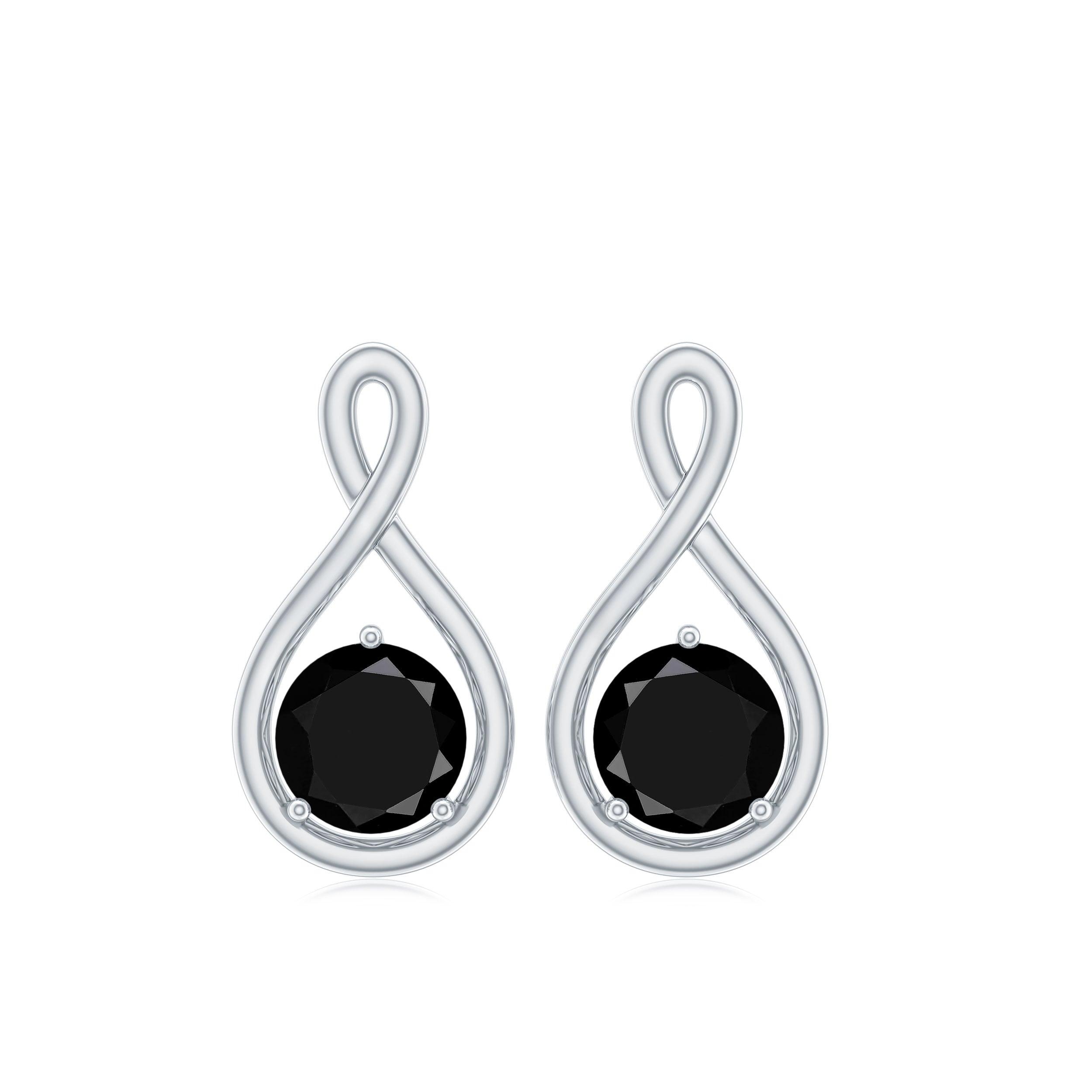 1.6 Carat Solitaire Lab Created Black Diamond Infinity Stud Earrings