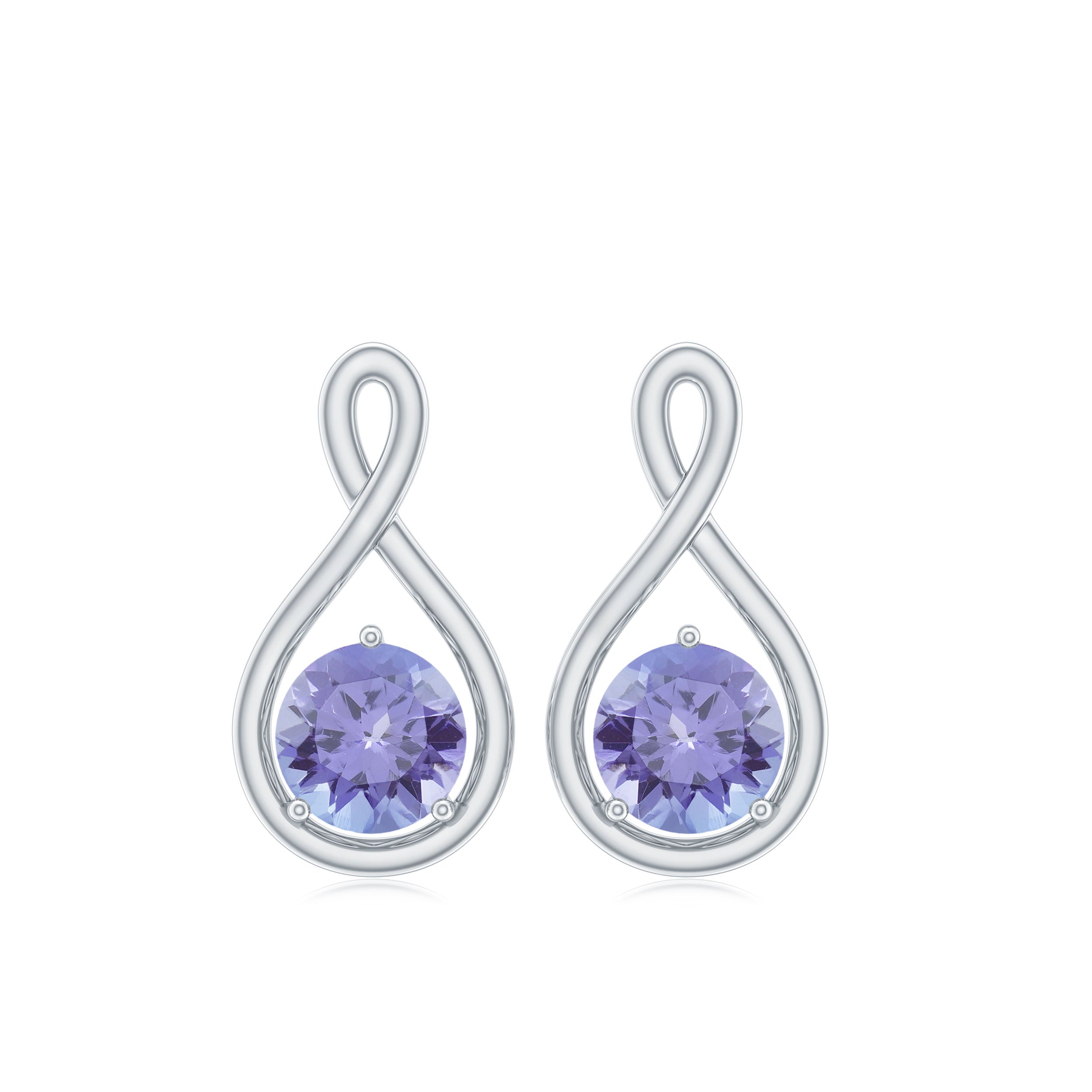 1/2 CT Round Shape Tanzanite Infinity Stud Earring for Women