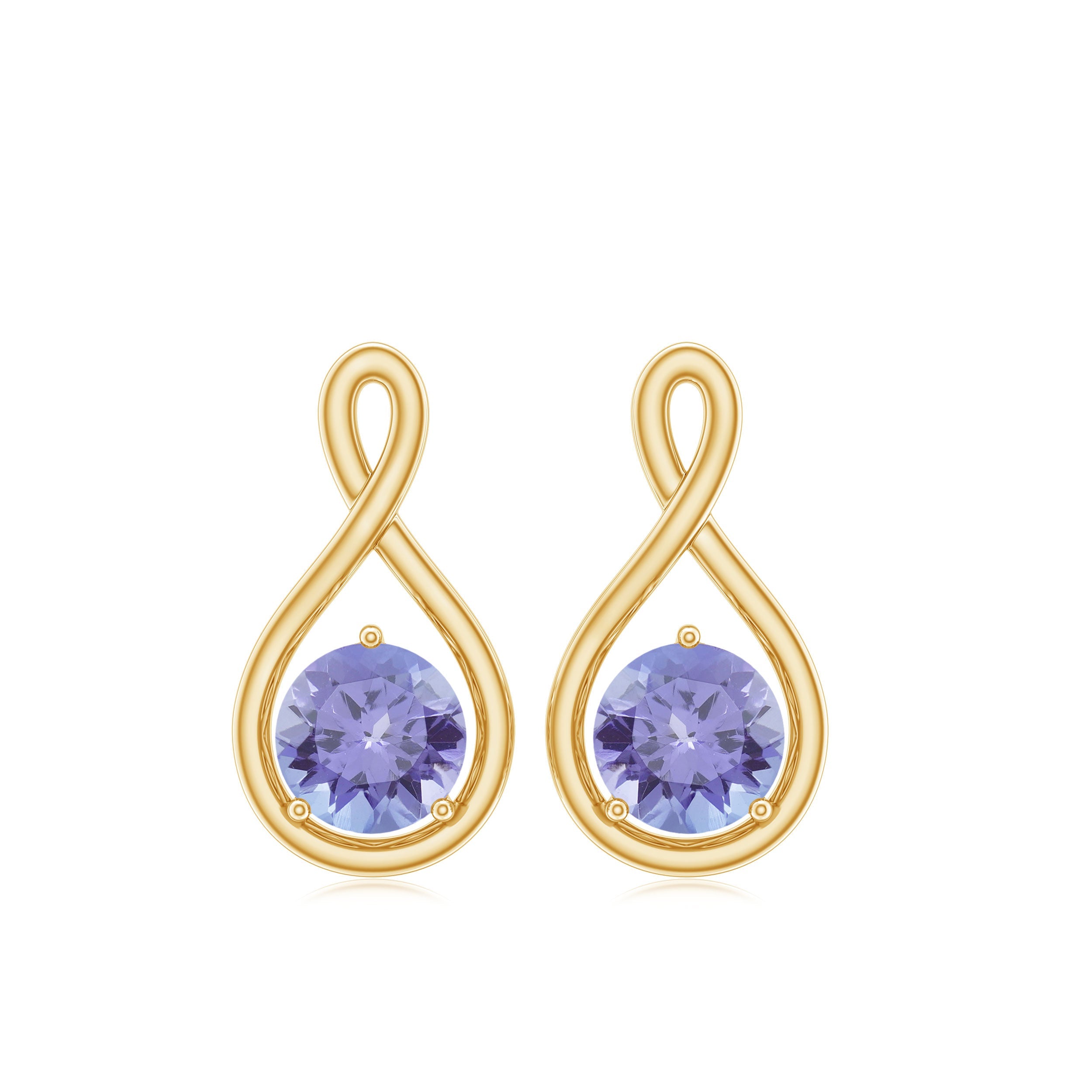 1/2 CT Round Shape Tanzanite Infinity Stud Earring for Women
