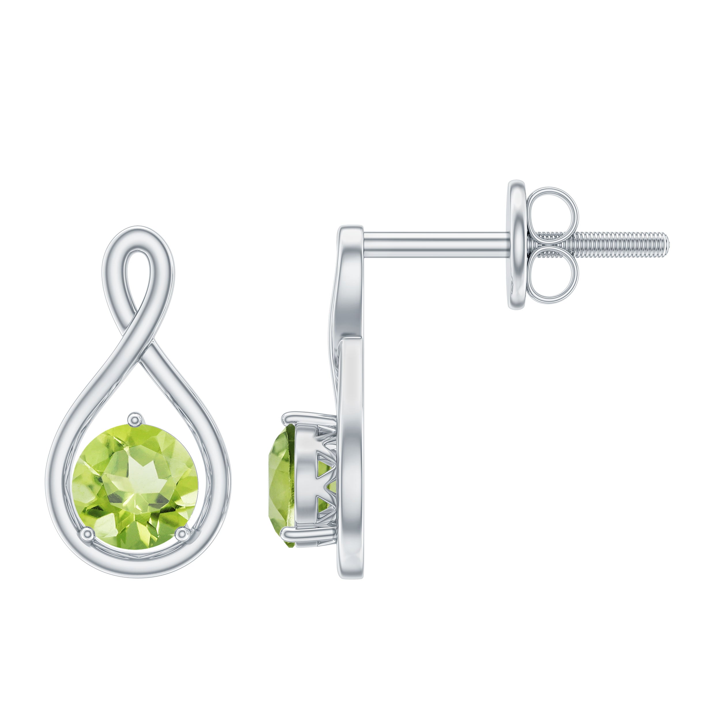 1 Carat Solitaire Peridot Infinity Stud Earrings