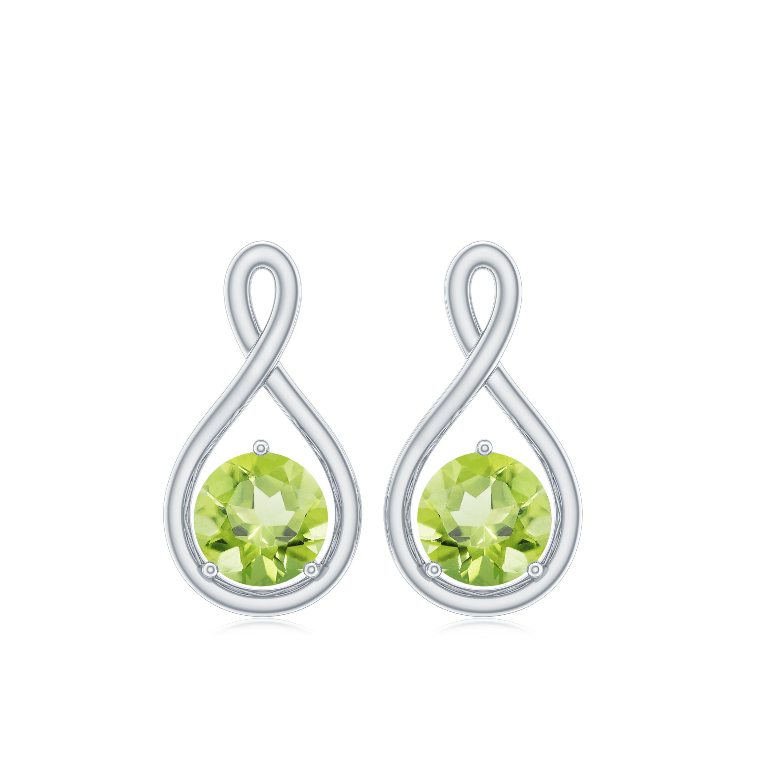 1 Carat Solitaire Peridot Infinity Stud Earrings