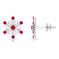 Natural Ruby Flower Stud Earrings for Women