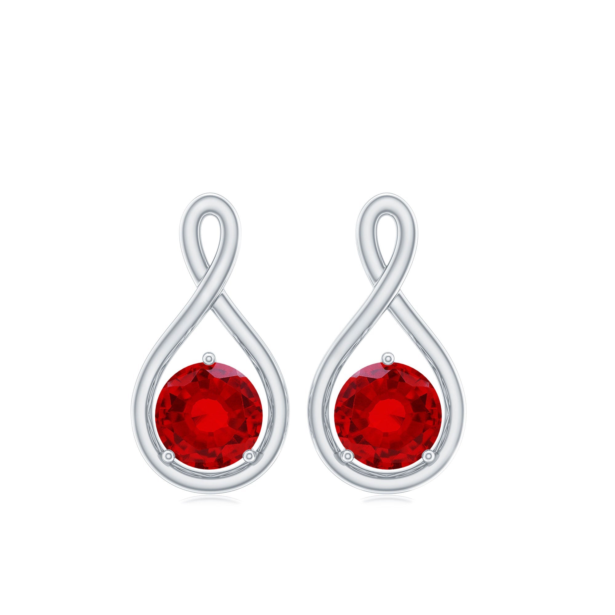 0.6 Ct Round Cut Lab Created Ruby Infinity Stud Earrings