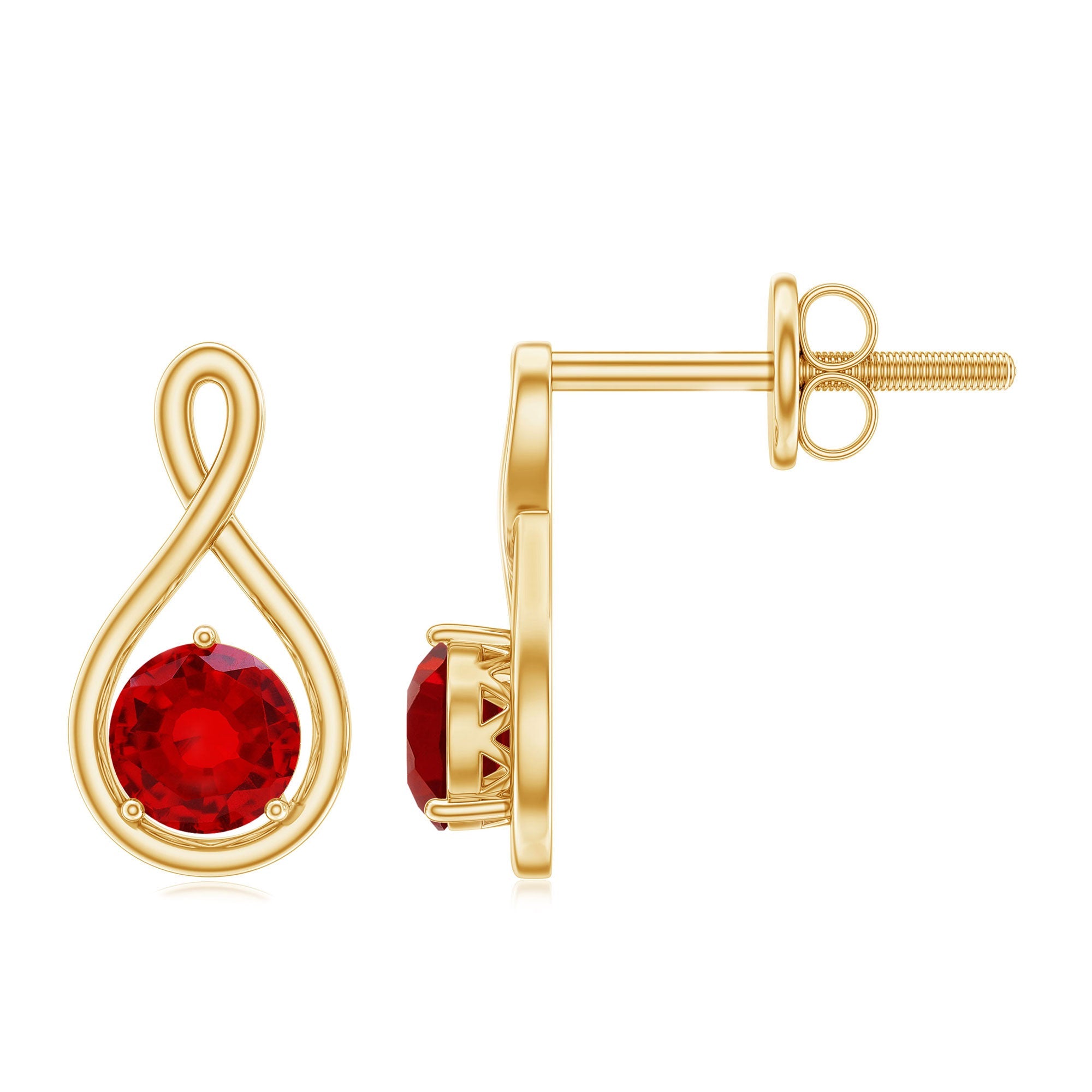 0.6 Ct Round Cut Lab Created Ruby Infinity Stud Earrings