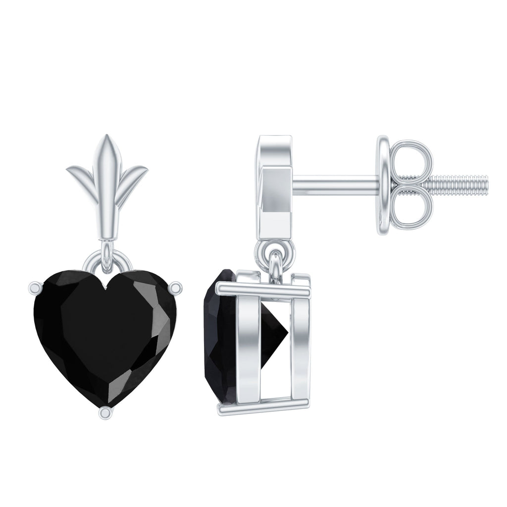 4 Carat Solitaire Black Onyx Heart Drop Earrings