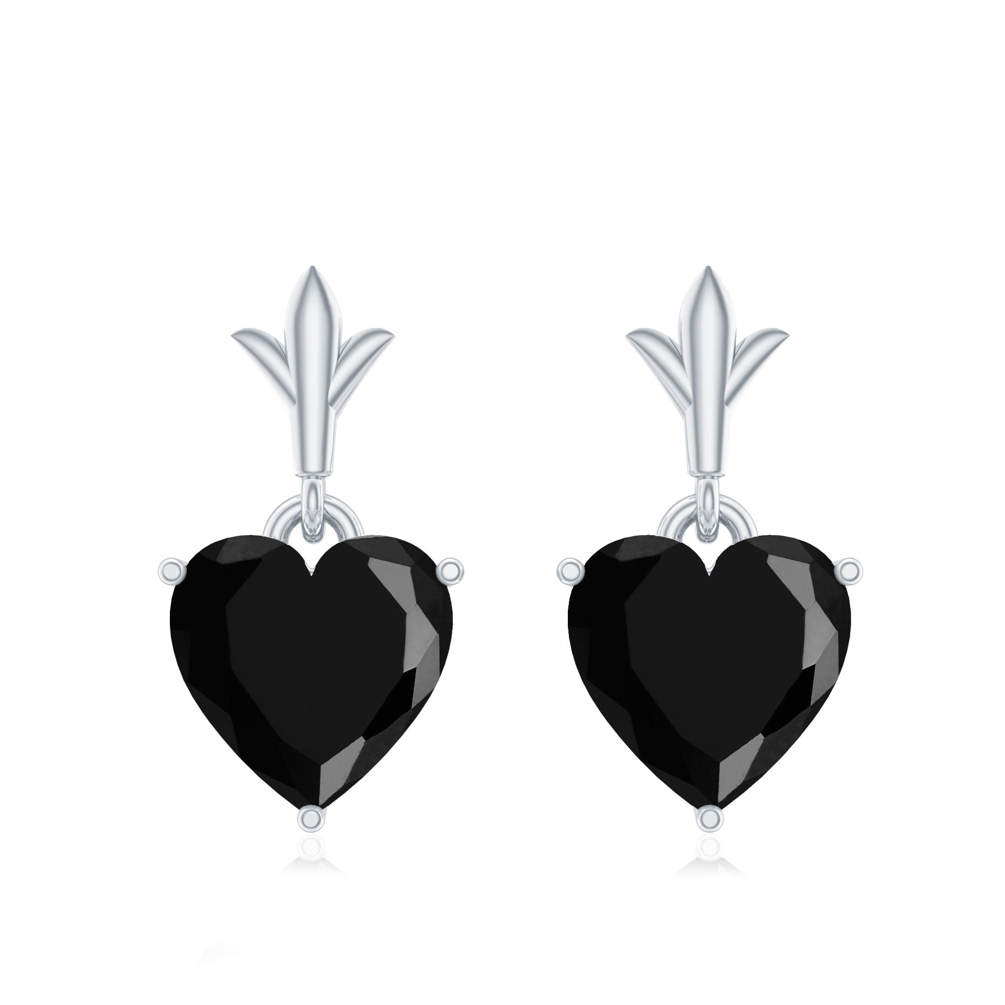 4 Carat Solitaire Black Onyx Heart Drop Earrings