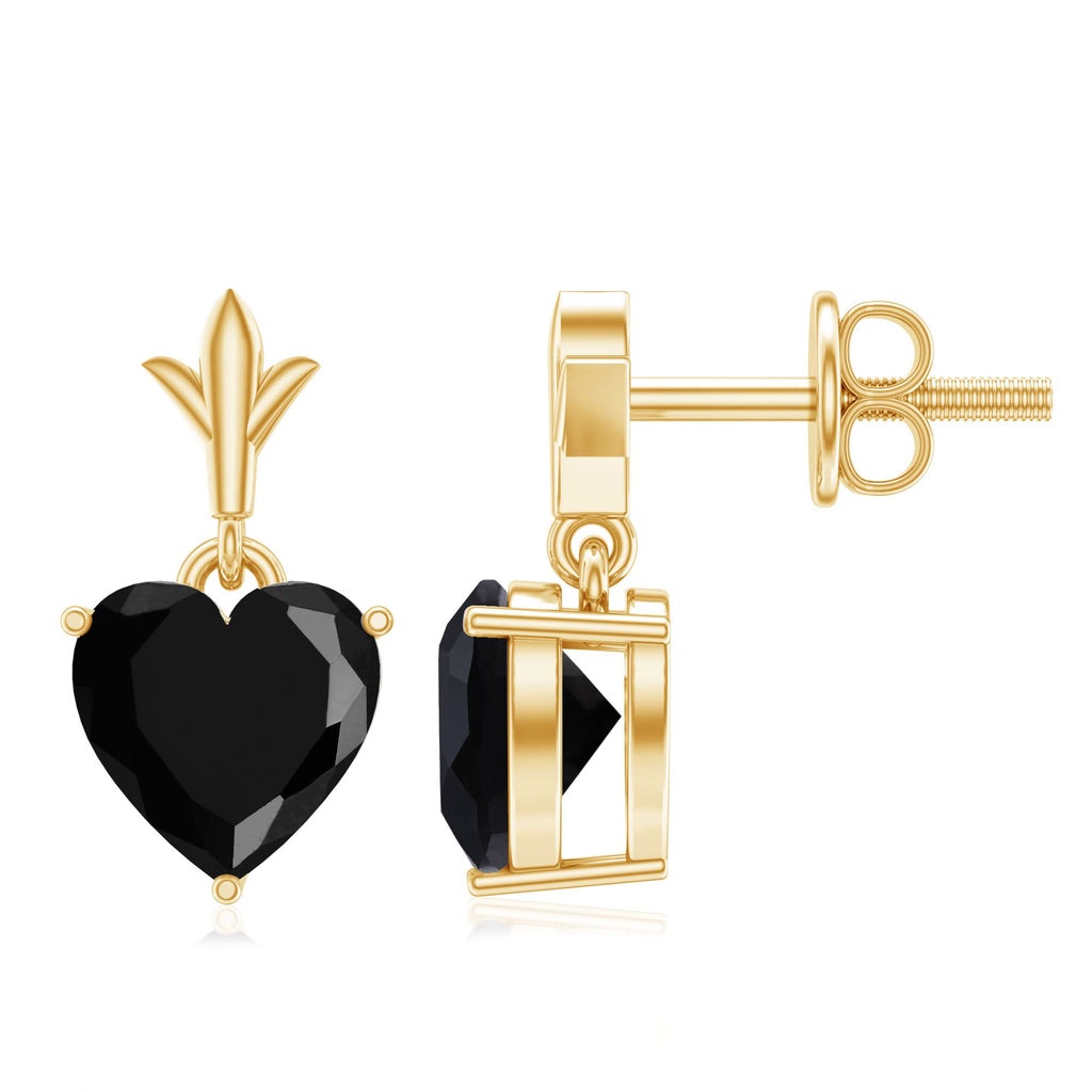 4 Carat Solitaire Black Onyx Heart Drop Earrings