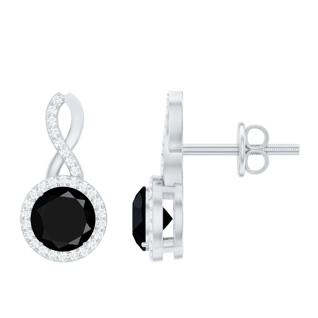 1.6 Carat Lab Grown Black and White Diamond Infinity Stud Earrings