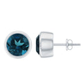 8 MM Round Cut London Blue Topaz Solitaire Stud Earrings in Bezel Setting