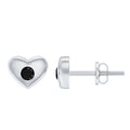 Gypsy Set Black Onyx Heart Stud Earrings For Women