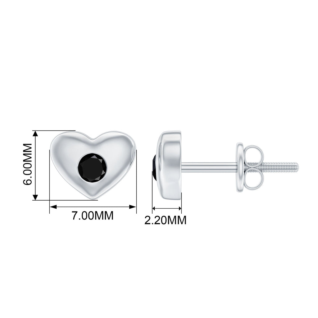 Gypsy Set Black Onyx Heart Stud Earrings For Women