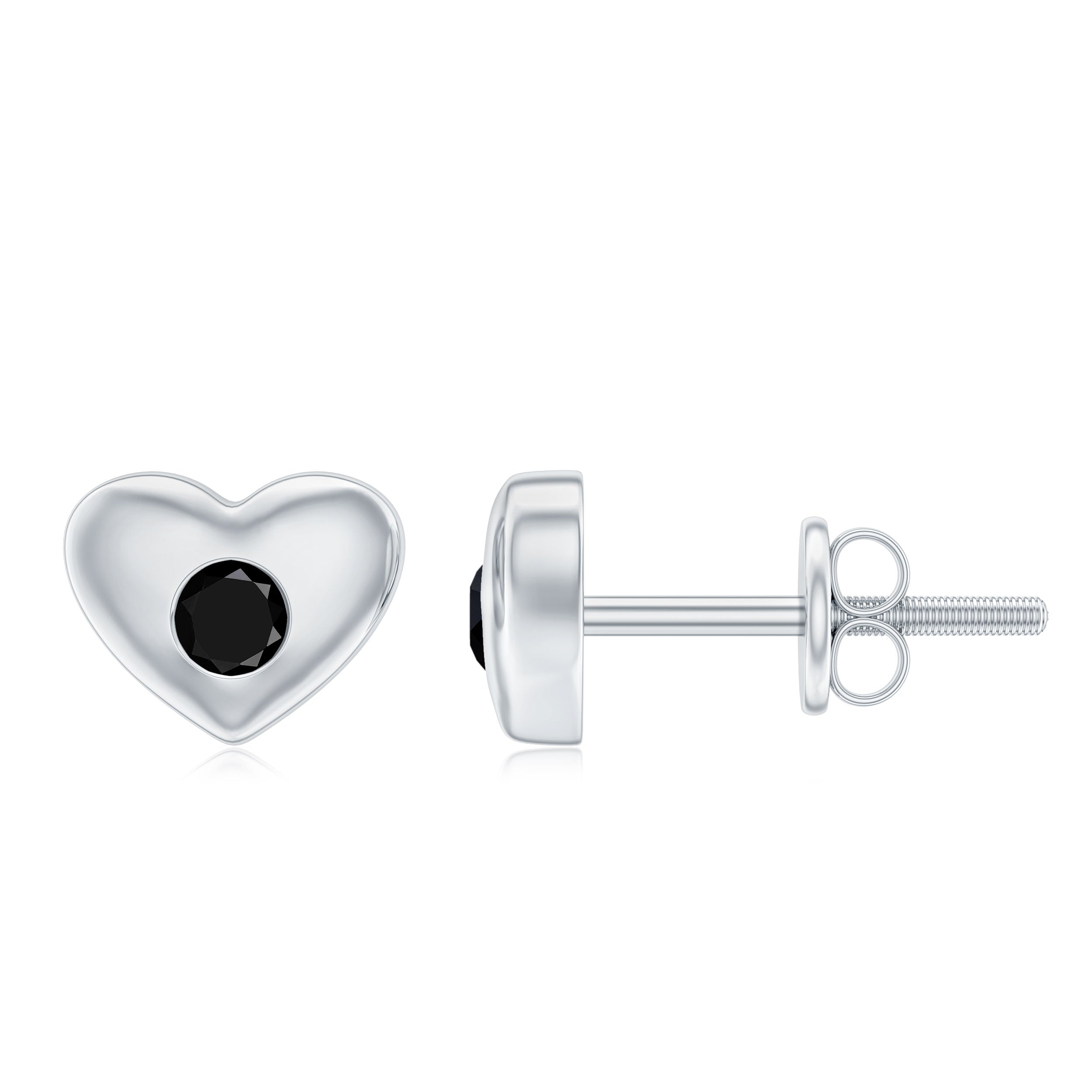 Gypsy Set Black Onyx Heart Stud Earrings For Women