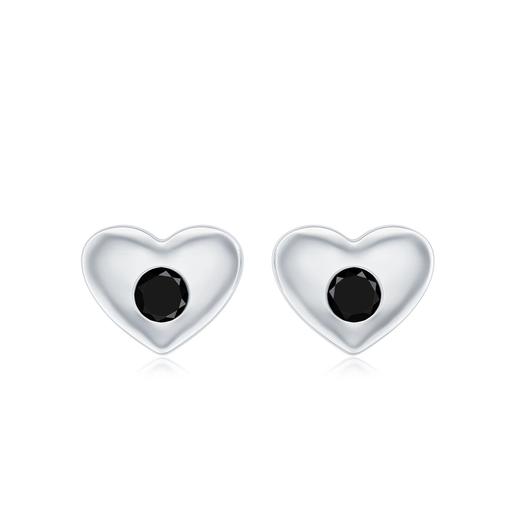 Gypsy Set Black Onyx Heart Stud Earrings For Women